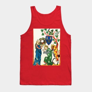 KNIGHT BEING ARMED BY HIS LADY ,MEDIEVAL MINIATURE WITH WILD ROSES Tank Top